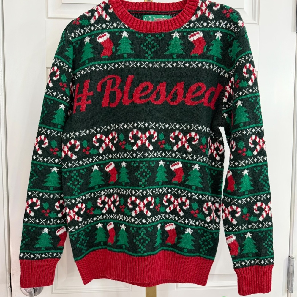 Festive Christmas Sweater with Hashtag Design